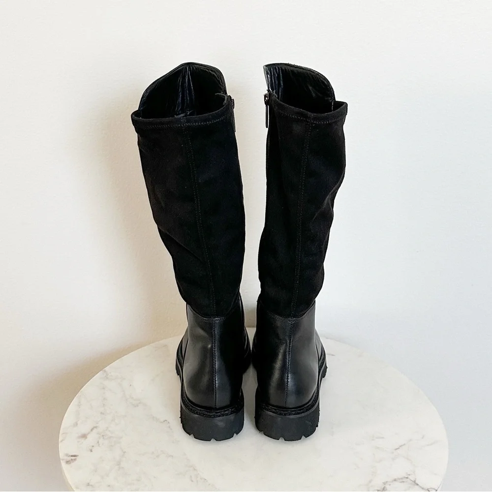 NEW Aquatalia Mattie Water Resistant Leather/Suede Tall Boots Black Size 6.5